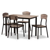 Baxton Studio Marcus Modern Industrial Black Metal and Rustic Oak Brown Finished Wood 5-Piece Dining Set